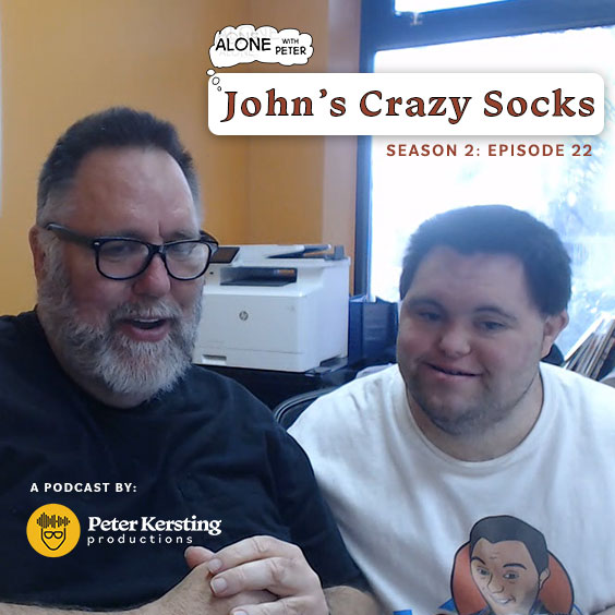 John and Mark Cronin of John's Crazy Socks sit down for an interview on Alone with Peter for this artwork of Alone with Peter Season 2, Episode 22